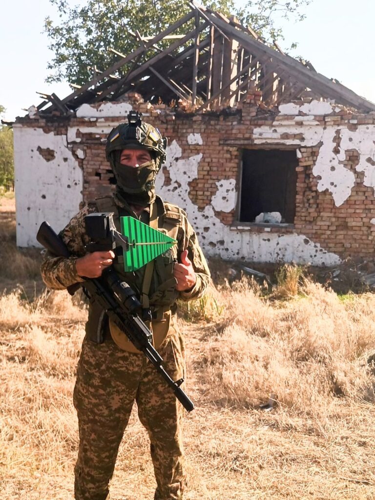 A Special Operations Forces fighter with a newly delivered drone detection device on the front line.